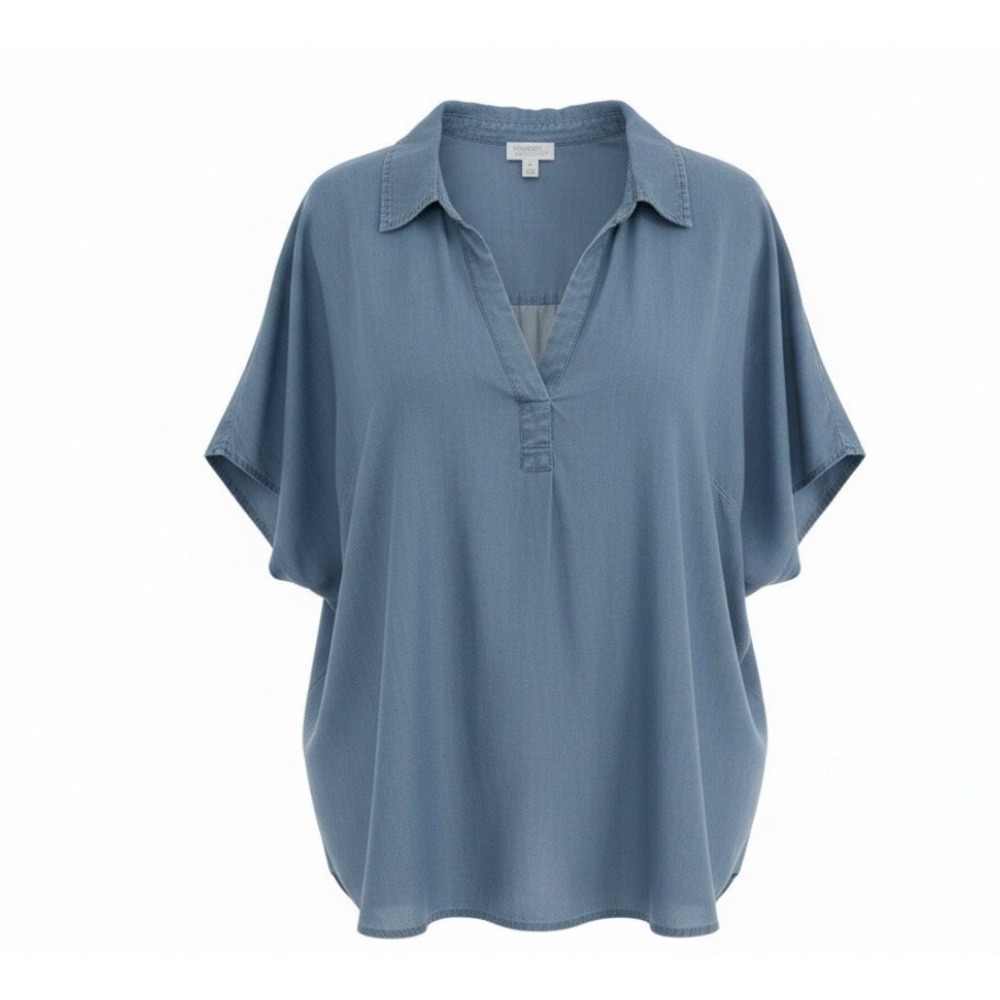 Market & Spruce Stitch Fix Blue Dolman Sleeve Blouse Women's 3X Soft Tencel Top